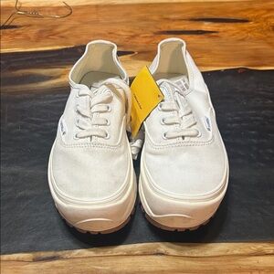 Vans Cream Canvas Sneakers with Rugged Sole